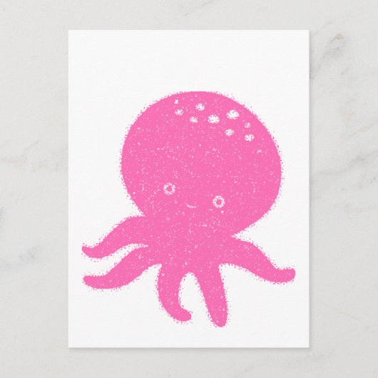 Schattigee roze octopus oude print briefkaart (Voorkant)