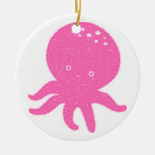 Schattigee roze octopus oude print keramisch ornament (Voorkant)