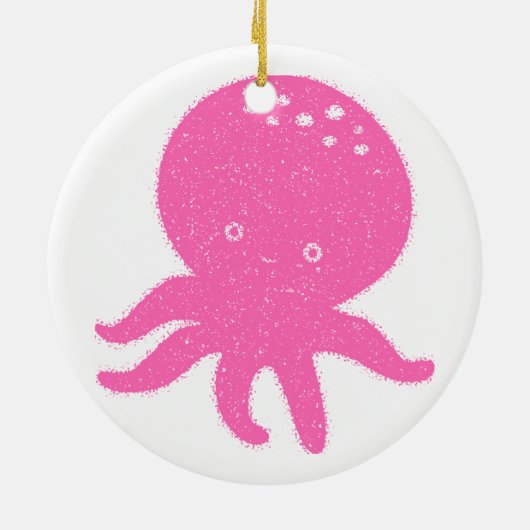 Schattigee roze octopus oude print keramisch ornament (Achterkant)