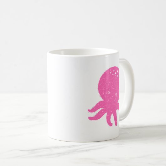 Schattigee roze octopus oude print koffiemok (Voorkant rechts)