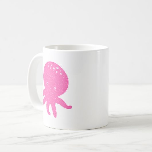 Schattigee roze octopus oude print koffiemok (Voorkant links)