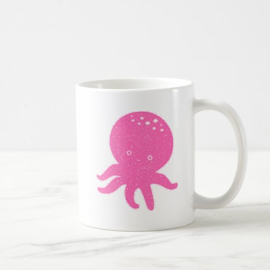 Schattigee roze octopus oude print koffiemok (Rechts)