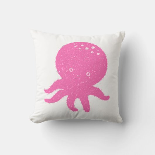Schattigee roze octopus oude print kussen (Voorkant)