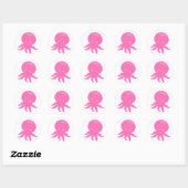 Schattigee roze octopus oude print ronde sticker (Vel)