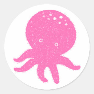 Schattigee roze octopus oude print ronde sticker