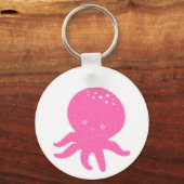 Schattigee roze octopus oude print sleutelhanger (Achterkant)