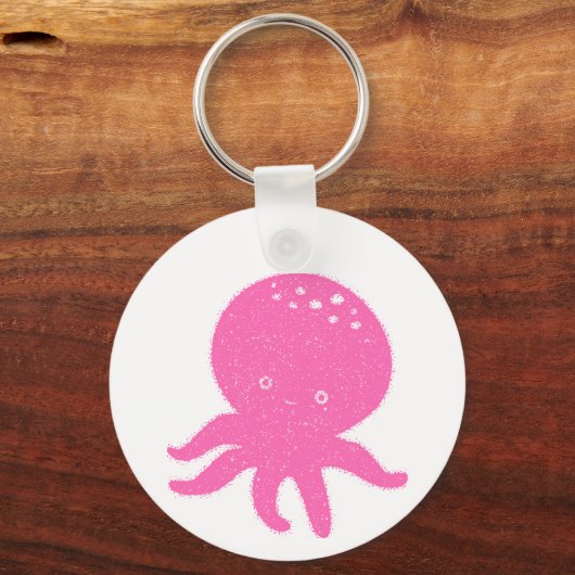 Schattigee roze octopus oude print sleutelhanger (Voorkant)