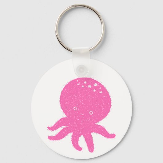 Schattigee roze octopus oude print sleutelhanger (Achterkant)