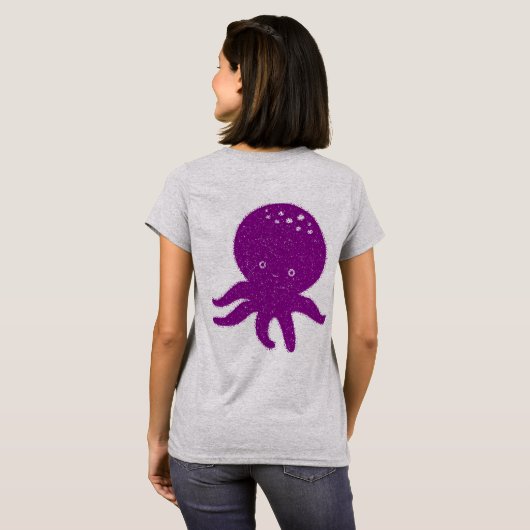 Schattigee roze octopus oude print t-shirt (Achterkant volledig)