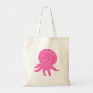 Schattigee roze octopus oude print tote bag