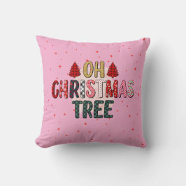 Schattigee roze OH Kerstboom aangepaste familie fo Kussen