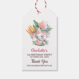 Schattigee Roze Olifant 1e Verjaardag Bedankt Cadeaulabel