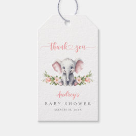 Schattigee Roze Olifant Baby Meisje Douche Bedankt Cadeaulabel