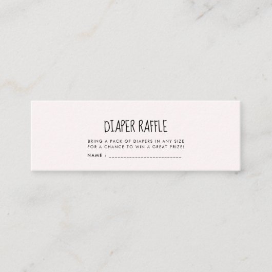 Schattigee roze olifant Baby shower luier loterij Mini Visitekaartje (Voorkant)