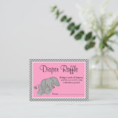 Schattigee Roze Olifant Baby shower Luier Raffle Informatiekaartje (Staand voorkant)