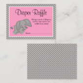 Schattigee Roze Olifant Baby shower Luier Raffle Informatiekaartje (Voorkant / Achterkant)