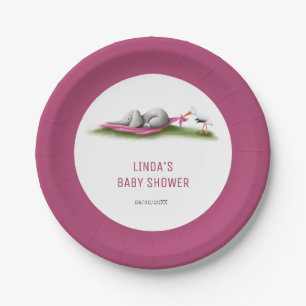 Schattigee Roze Olifant Baby shower Papier Borden Papieren Bordje