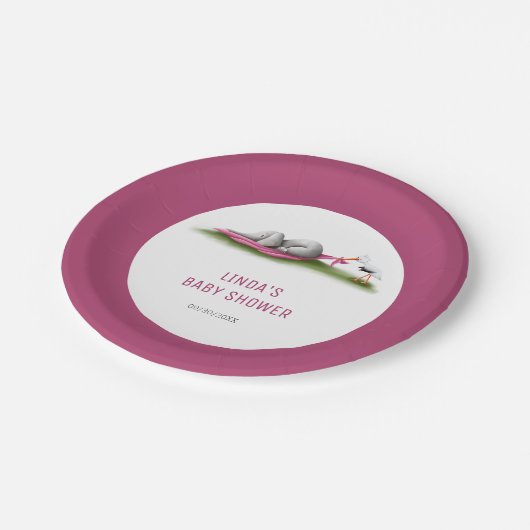 Schattigee Roze Olifant Baby shower Papier Borden Papieren Bordje (Gekanteld)