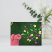 Schattigee roze olifant dank u briefkaart (Staand voorkant)