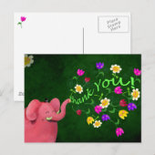 Schattigee roze olifant dank u briefkaart (Voorkant / Achterkant)