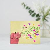 Schattigee roze olifant dank u briefkaart (Staand voorkant)