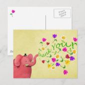 Schattigee roze olifant dank u briefkaart (Voorkant / Achterkant)