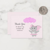 Schattigee Roze Olifant Dankjewel Kaarten Notitiekaartje (Voorkant / Achterkant in situ)