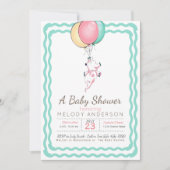 Schattigee Roze Olifant en Ballonnen Baby shower Kaart (Voorkant)