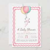 Schattigee Roze Olifant en Ballonnen Baby shower Kaart (Voorkant)