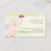 Schattigee Roze Olifant Kinderopvang Visitekaartje (Achterkant)