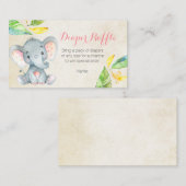 Schattigee Roze Olifant - Luier Raffle Kaart (Voorkant / Achterkant)