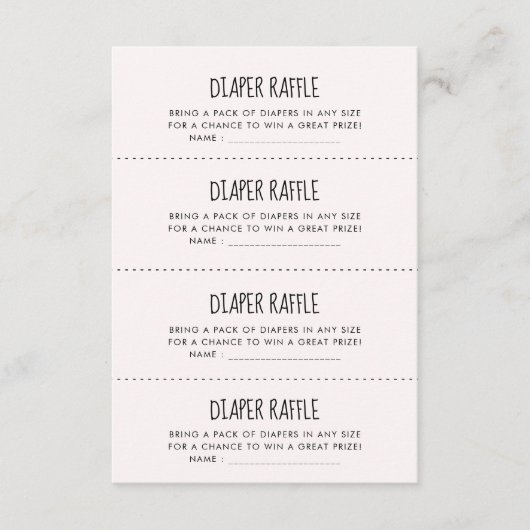 Schattigee roze olifant luier Raffle spel kaart (Voorkant)