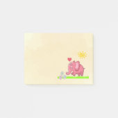 Schattigee roze olifant ruikt bloemen post-it® notes (Voorkant)