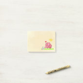 Schattigee roze olifant ruikt bloemen post-it® notes (Op bureau)