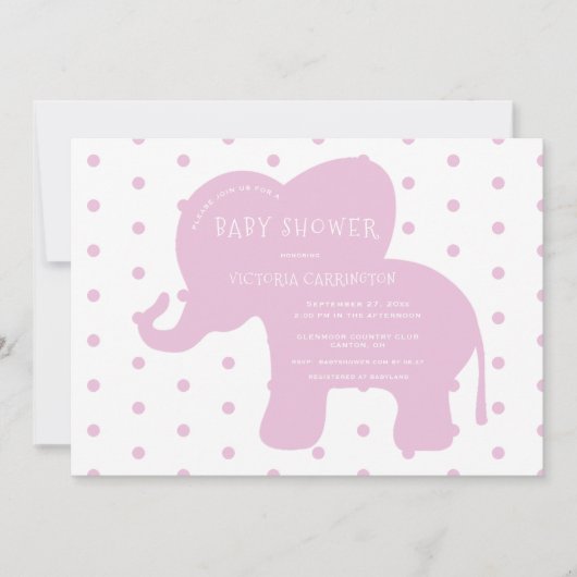 Schattigee Roze Olifanten Polkadots Baby shower Kaart (Voorkant)