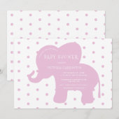 Schattigee Roze Olifanten Polkadots Baby shower Kaart (Voorkant / Achterkant)