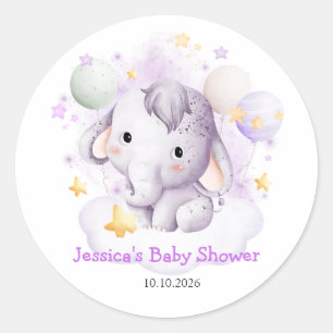 Schattigee Roze Olifanten Sterren Waterverf Baby s Ronde Sticker