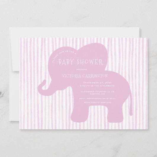 Schattigee Roze Olifantenstreep Baby shower Kaart (Voorkant)
