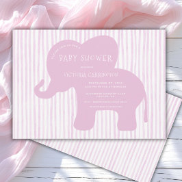 Schattigee Roze Olifantenstreep Baby shower Kaart