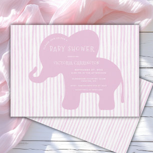 Schattigee Roze Olifantenstreep Baby shower Kaart