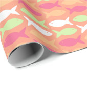 Schattigee roze Oranje vis onder het Zee Nautical Cadeaupapier (Rol Hoek)