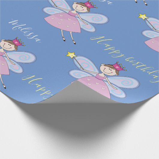 Schattigee Roze Paarse Blauwe Sprookjesverjaardag  Cadeaupapier (Hoek)