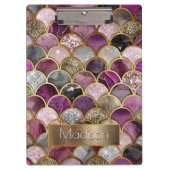Schattigee roze paarse gouden zeemeerminschaal klembord (Voorkant)