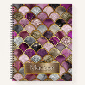 Schattigee roze paarse gouden zeemeerminschaal notitieboek (Voorkant)