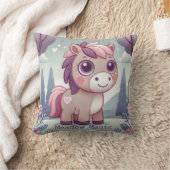Schattigee Roze Paarse Pony in Dreamy Meadow Kussen (Deken)