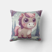 Schattigee Roze Paarse Pony in Dreamy Meadow Kussen (Achterkant)