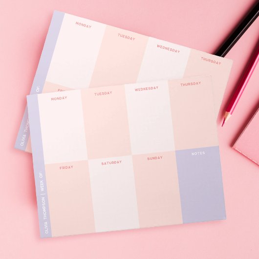 Schattigee Roze Paarse School Weekplanner Notitieblok