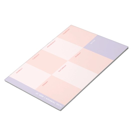 Schattigee Roze Paarse School Weekplanner Notitieblok (Schuin)