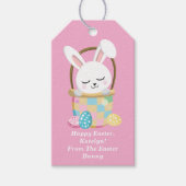 Schattigee Roze Paashaas Gepersonaliseerde Kindere Cadeaulabel (Voorkant)