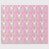 Schattigee Roze Paashaas Gepersonaliseerde Kindere Cadeaupapier (Vlak)